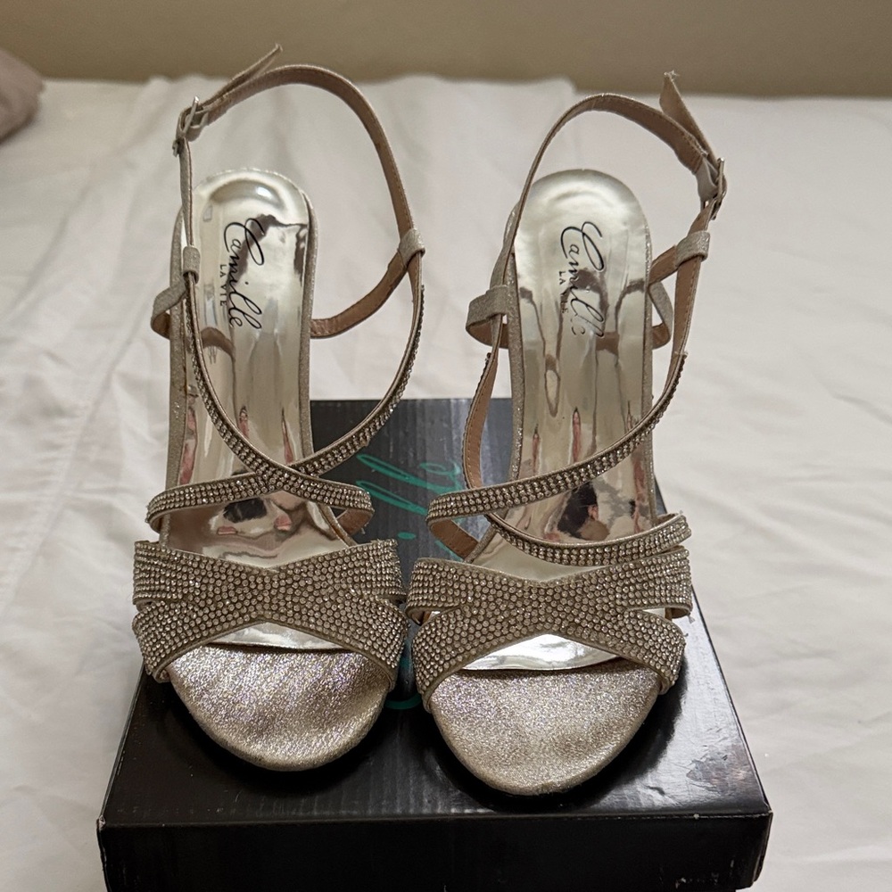 Camille La Vie Gold Strappy Heels